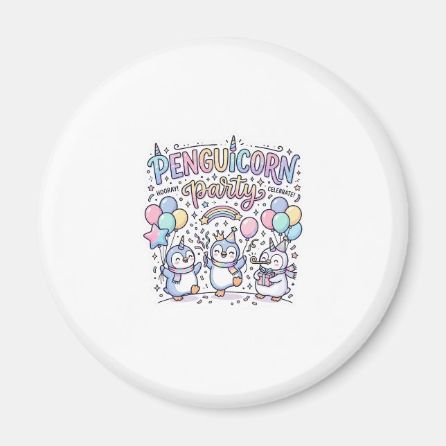 Enhörning Penguicorn Party Premium Vektor Vektor D Magnet (Framsidan)