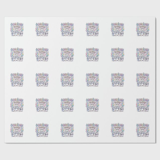 Enhörning Penguicorn Party Premium Vektor Vektor D Presentpapper (Platt)
