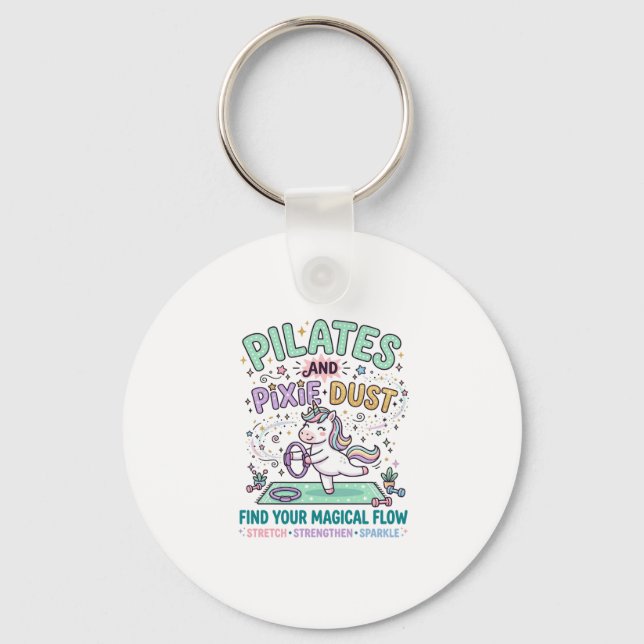 Enhörning Pilates och Pixie-damm Fet Typografi T-s Nyckelring (Framsida)