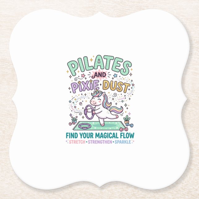 Enhörning Pilates och Pixie Dust Fet Typografi T-S Underlägg Papper (Framsida)
