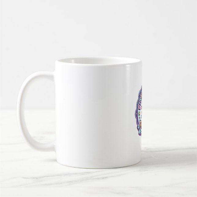 Enhörning Pixel Enhörning Kraft POD Redo Apparel G Kaffemugg (Vänster)