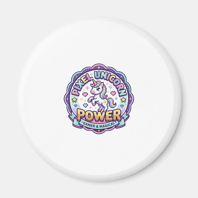 Enhörning Pixel Enhörning Power POD Redo Appkläder Magnet (Framsidan)