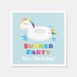 Enhörning pool flyter sommartemafödselparty servet pappersservett