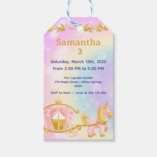 Enhörning Presentkort, Samantha Födelsedag Presentetikett (Framsidan)