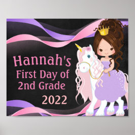 Enhörning & prinsessa Skolstart Tavla Poster