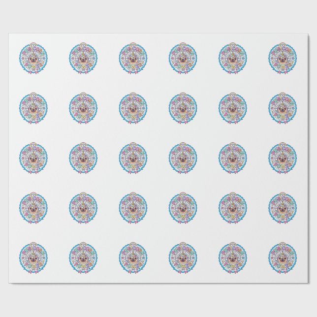 Enhörning Pugicorn Kraft Roligt Sött Gåva Design_1 Presentpapper (Platt)