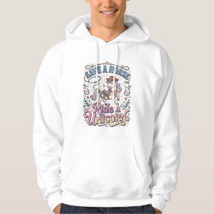 Enhörning Rädda en häst Rid en enhörning Tryckfärd Hoodie