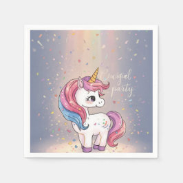 Enhörning Regnbåge Konfetti Födelsedags Servetter 