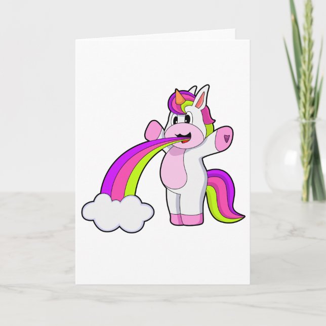Enhörning Regnbåge Moln Kort (Framsida)