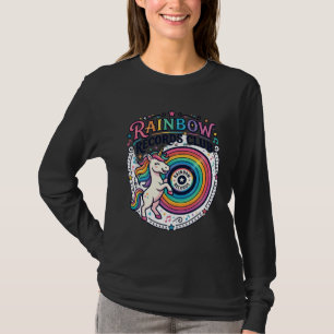 Enhörning Regnbåge Rekord Klub Vit Bakgrund Söt T Shirt