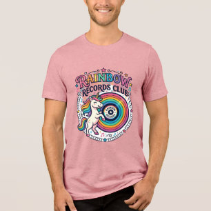 Enhörning Regnbåge Rekord Klub Vit Bakgrund Söt T Shirt