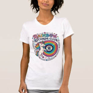 Enhörning Regnbåge Rekord Klub Vit Bakgrund Söt T Shirt