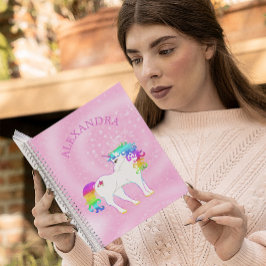 Enhörning Regnbåge Rosa Söt Anpassad Anteckningsbok