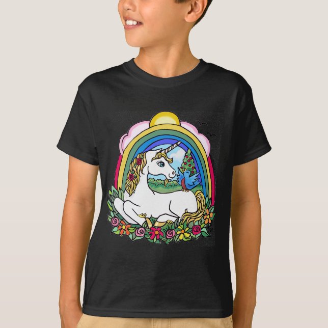 Enhörning & Regnbåge T-shirt (Framsida)