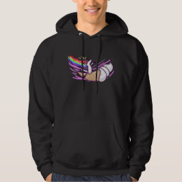 Enhörning regnbågsridning glasskon hoodie