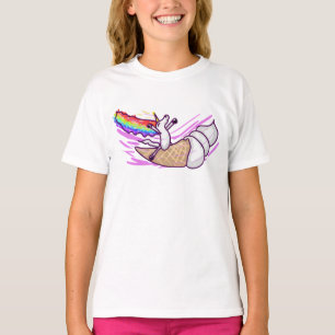 Enhörning regnbågsridning glasskon t shirt