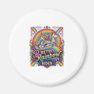 Enhörning Retro Regnbågsryttare Magnet