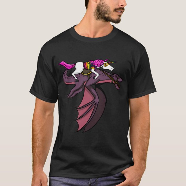 Enhörning ridande drake t shirt (Framsida)