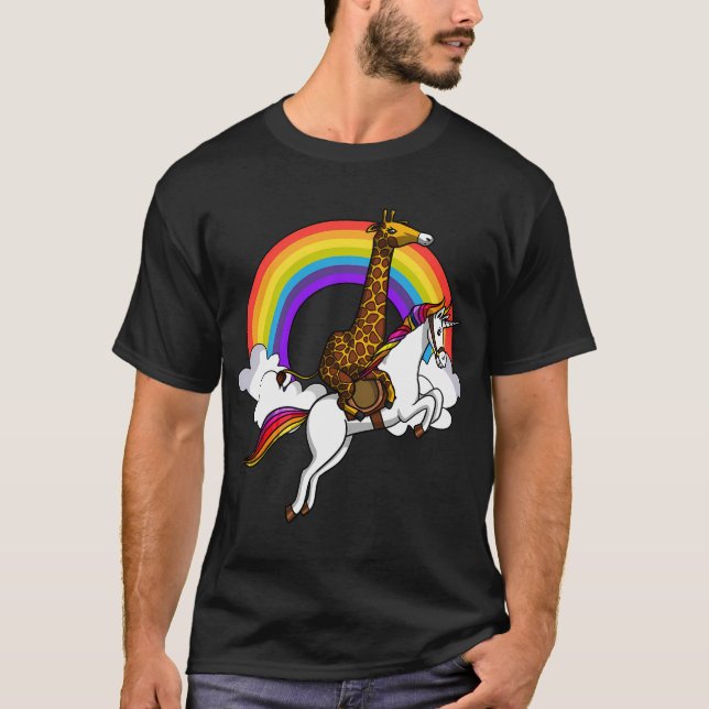Enhörning ridande giraff t shirt (Framsida)