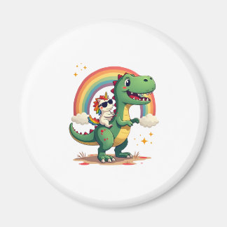 Enhörning Ridande T Rex - Dinosaurie Pojkar Flicko Magnet
