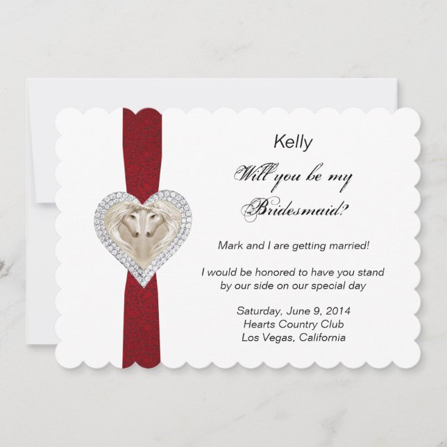 Enhörning Röd Spets Brudtärna Bröllop Kort (Framsida)