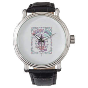 Enhörning Rödig Enhörning Mamma Retro Stil Grafisk Armbandsur