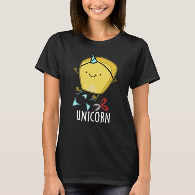 Enhörning Rollig Majs Puns Mörk Bakgrund T Shirt (Framsida)