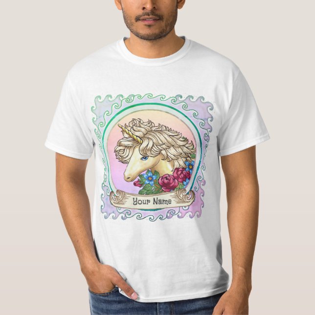 Enhörning Ros  T Shirt (Framsida)