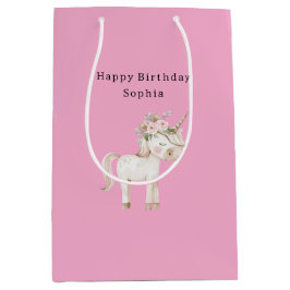 Enhörning Rosa Blommig Födelsedag