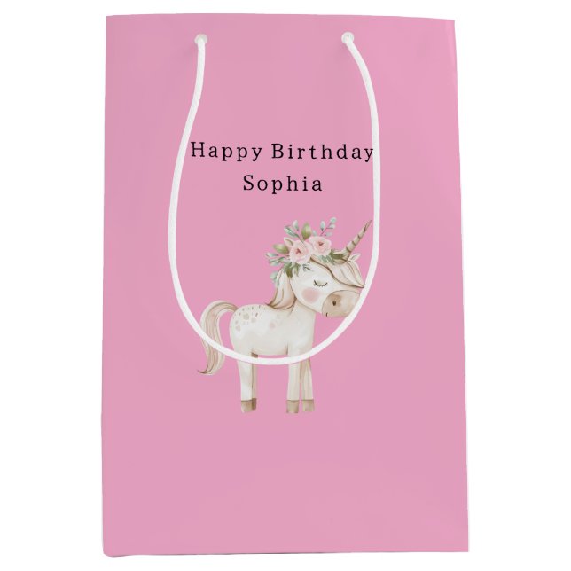 Enhörning Rosa Blommig Födelsedag (Framsidan)