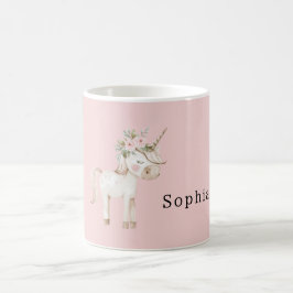 Enhörning Rosa Blommig Kaffemugg