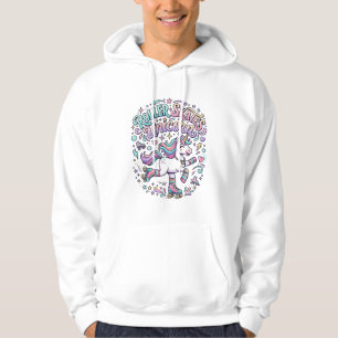Enhörning Rullskridskor Enhörning Retro Stil Grafi Hoodie