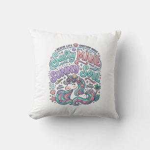 Enhörning Salt Mané Solig Själ Retro Stil T-Shirt  Kudde