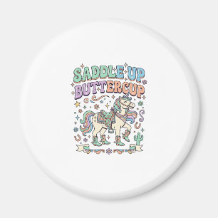 Enhörning Sätt Upp Smörblomma Kawaii Typografi Des Magnet