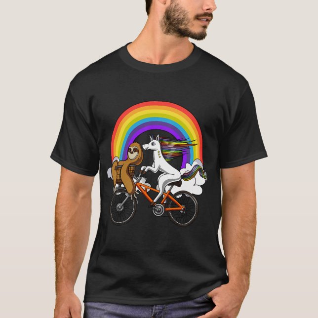 Enhörning Sengångare Ridande Cykel T Shirt (Framsida)