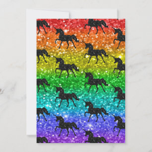 Enhörning Silhuett Regnbåge Glitter HBTQ Stolthet Tack Kort