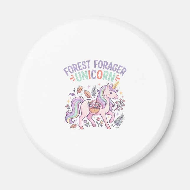 Enhörning Skog Foder Enhörning Grafisk Design Vit Magnet (Framsidan)