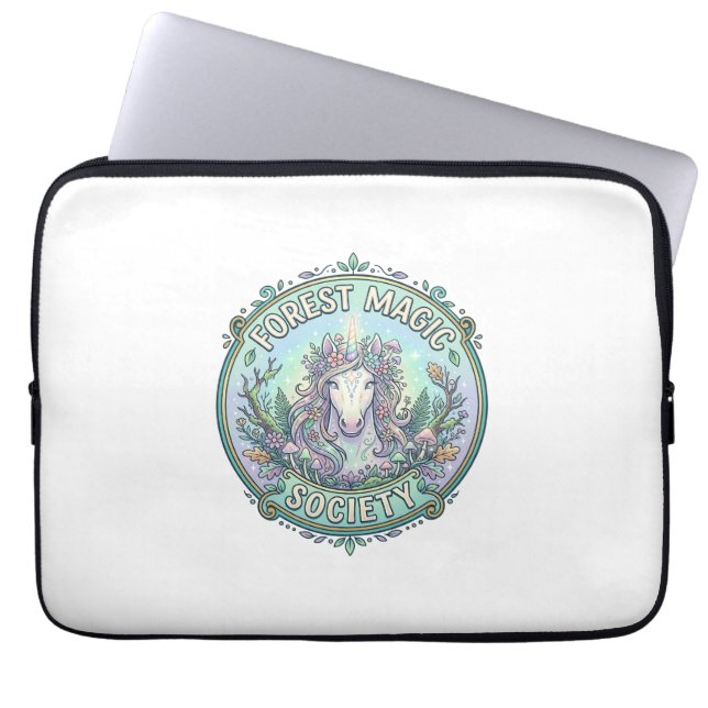 Enhörning Skog Magi Samhälle Grafisk Design Vit  Laptop Fodral (Framsidan)