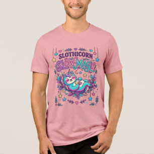 Enhörning Slothicorn Långsam Magi Färgglatt Markna T Shirt