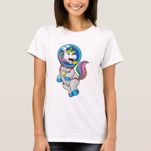 Enhörning som astronaut i rymden t shirt