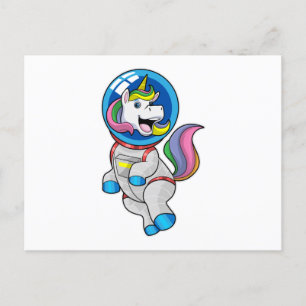 Enhörning som astronaut i rymden vykort