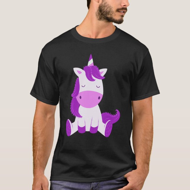 enhörning söt häst t shirt (Framsida)