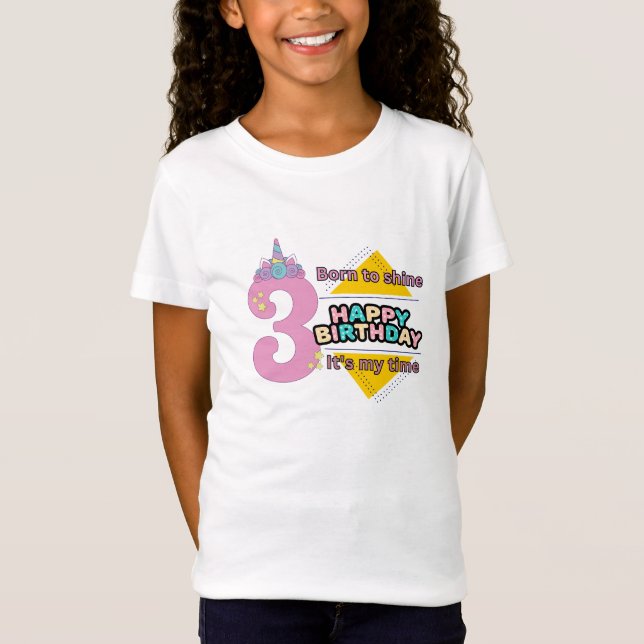 Enhörning söt t-shirt design för födelsedag  (Framsida)