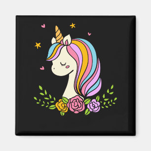 Enhörning Söt Whimsical Flickaktig D Namn Magnet