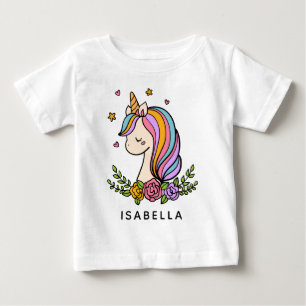 Enhörning Söt Whimsical Flickig Personlig Namn T Shirt