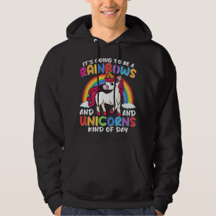 Enhörning Söt Whimsical Rolig Regnbågar Och Enhörn Hoodie