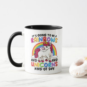 Enhörning Söt Whimsical Rolig Regnbågar Och Enhörn Mugg