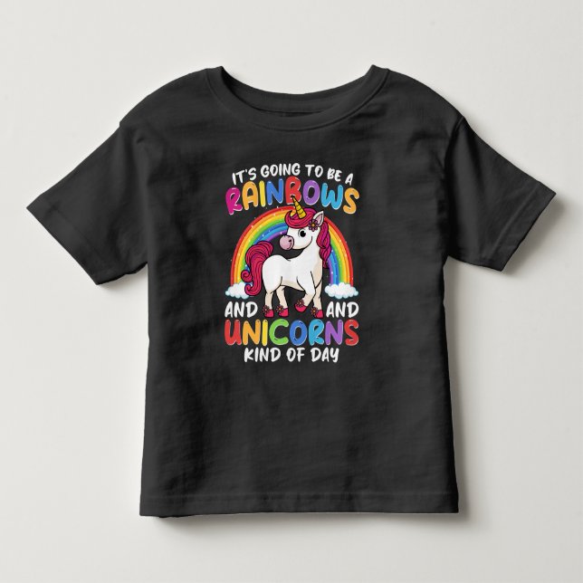 Enhörning Söt Whimsical Rolig Regnbågar Och Enhörn T Shirt (Framsida)