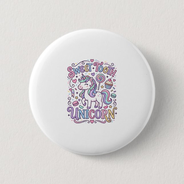 Enhörning Sött Tandsjuk Enhörning Original Merch D Knapp (Framsida)