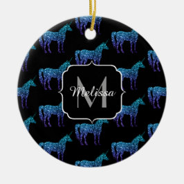 Enhörning Sparkles akvatonombre mönster Monogram Julgransprydnad Keramik